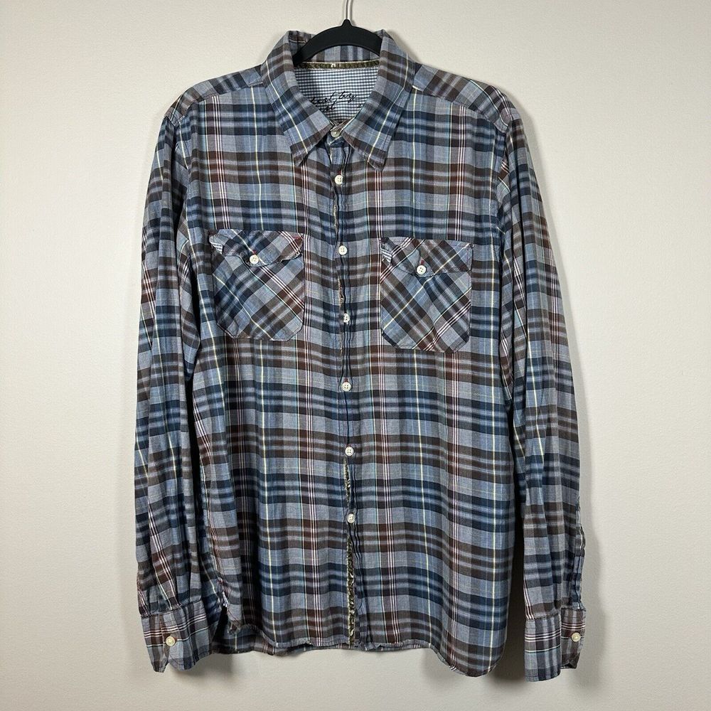 Atelier Shirt‎ by Shirt XLarge Blue Gray Plaid Button Up Long Sleeve Shirt